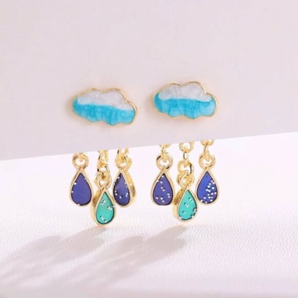 ☔️🆕 🌧 Water-drop Decor Dangle Earrings ☔️ 🌈 - Picture 2 of 6